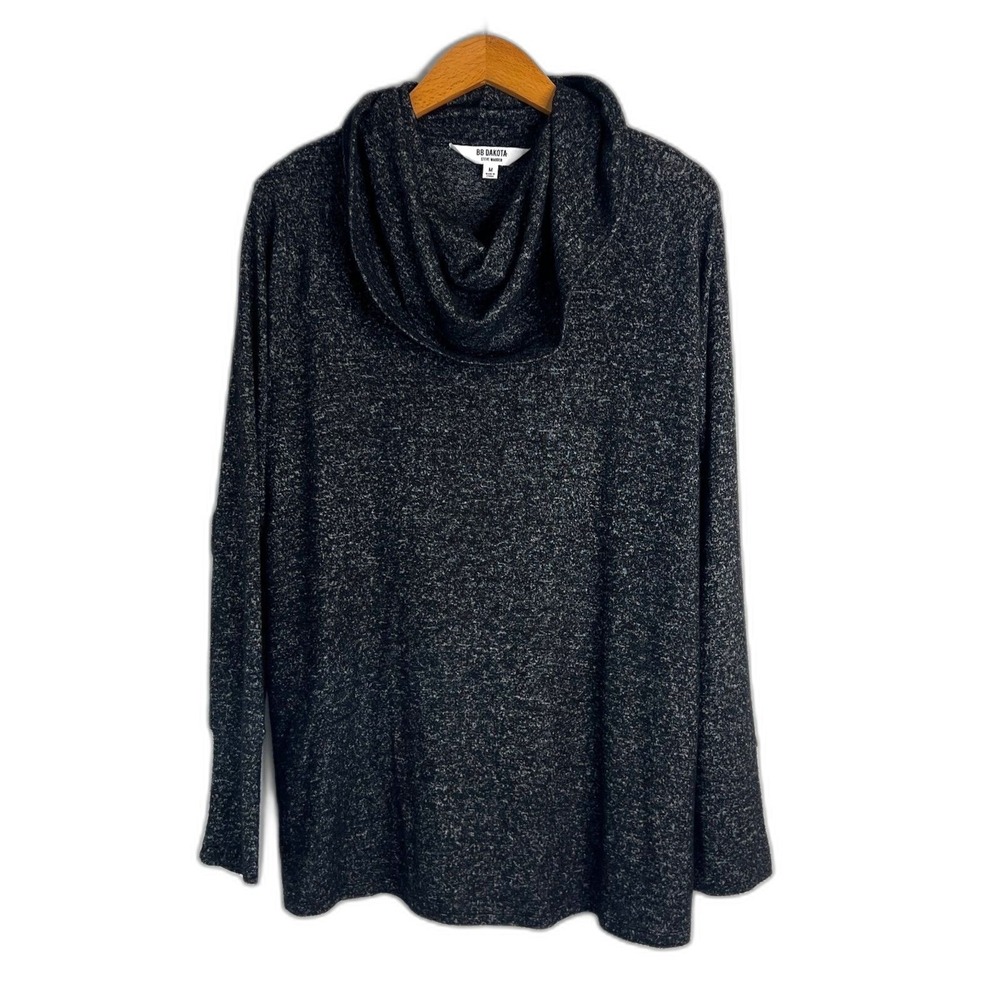 BB Dakota Steve Madden Knit Long Sleeve Cowl Neck Sweater Size Medium Black